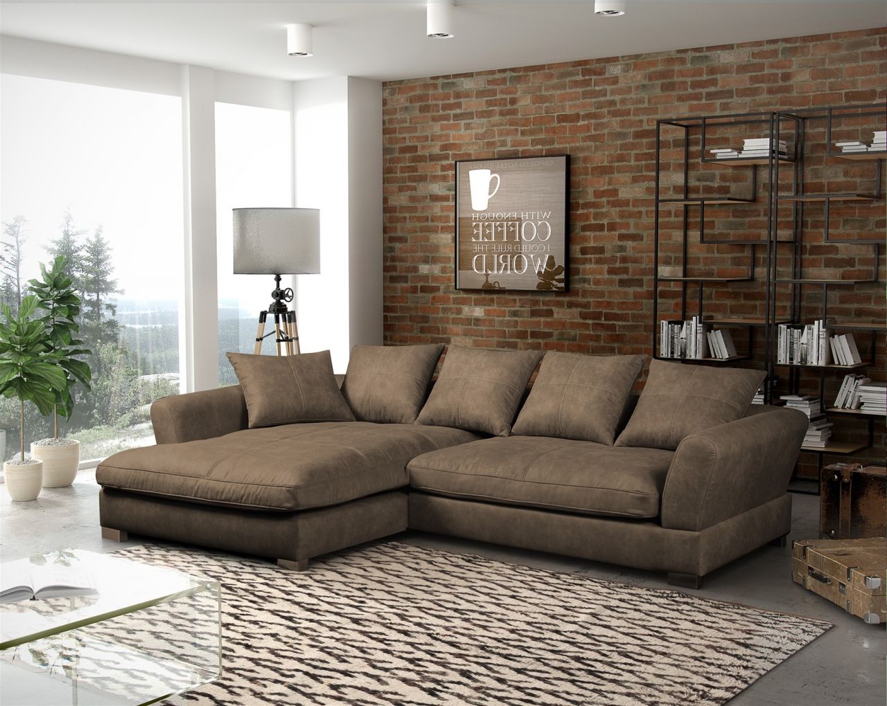 Couchgarnitur TIZIAN L-Form in Wildlederoptik-Cappuccino /Otto.. Links