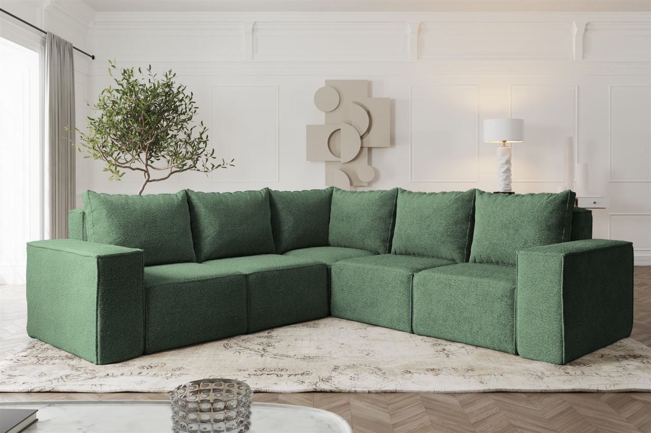Ecksofa ersofa ESTELLE in Stoff Abriamo Grün Seite Universal