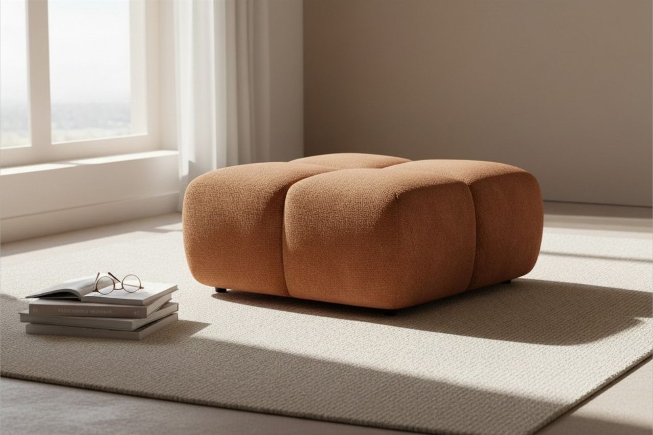 Polsterhocker Sitzhocker Hocker VEGA in Stoff Egon Rostbraun