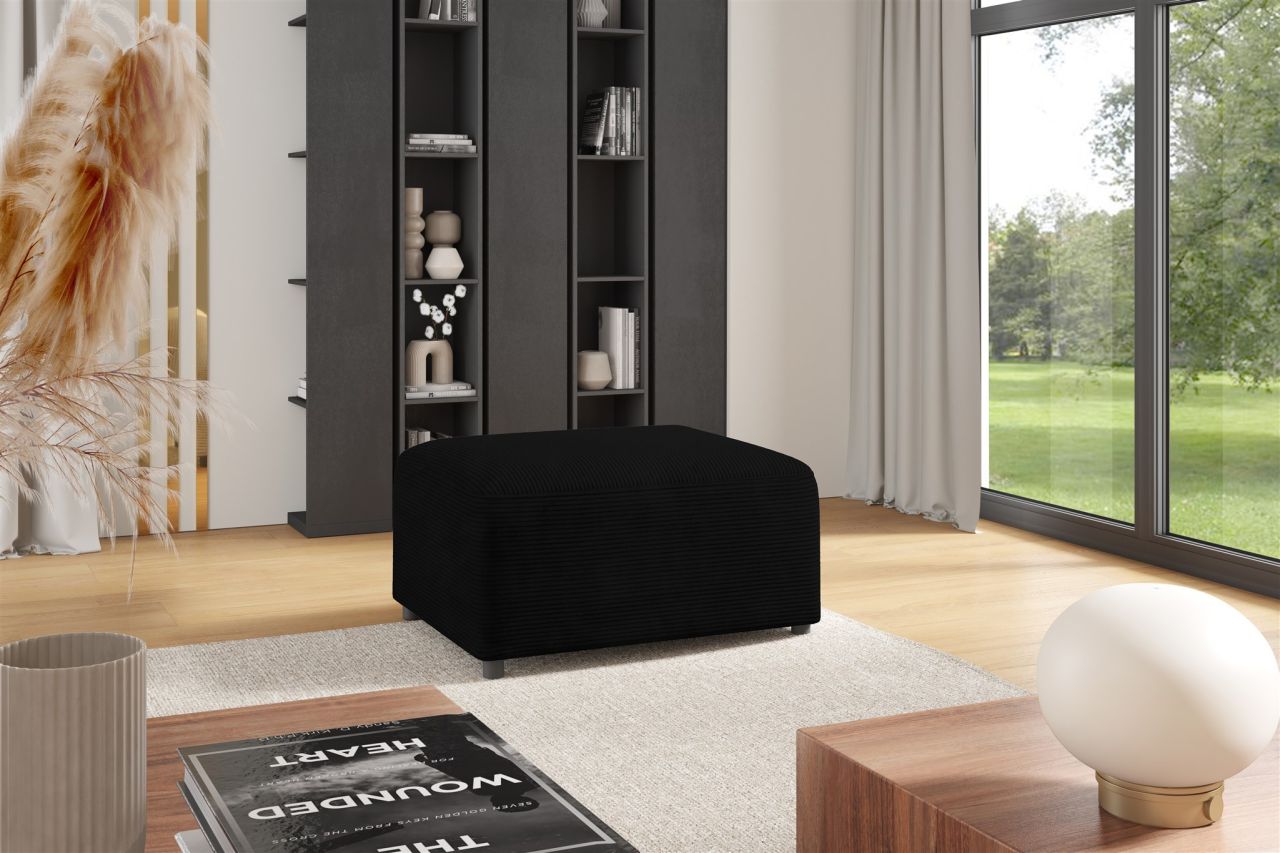 Polsterhocker erhocker Hocker MEGAN in Stoff Poso Schwarz