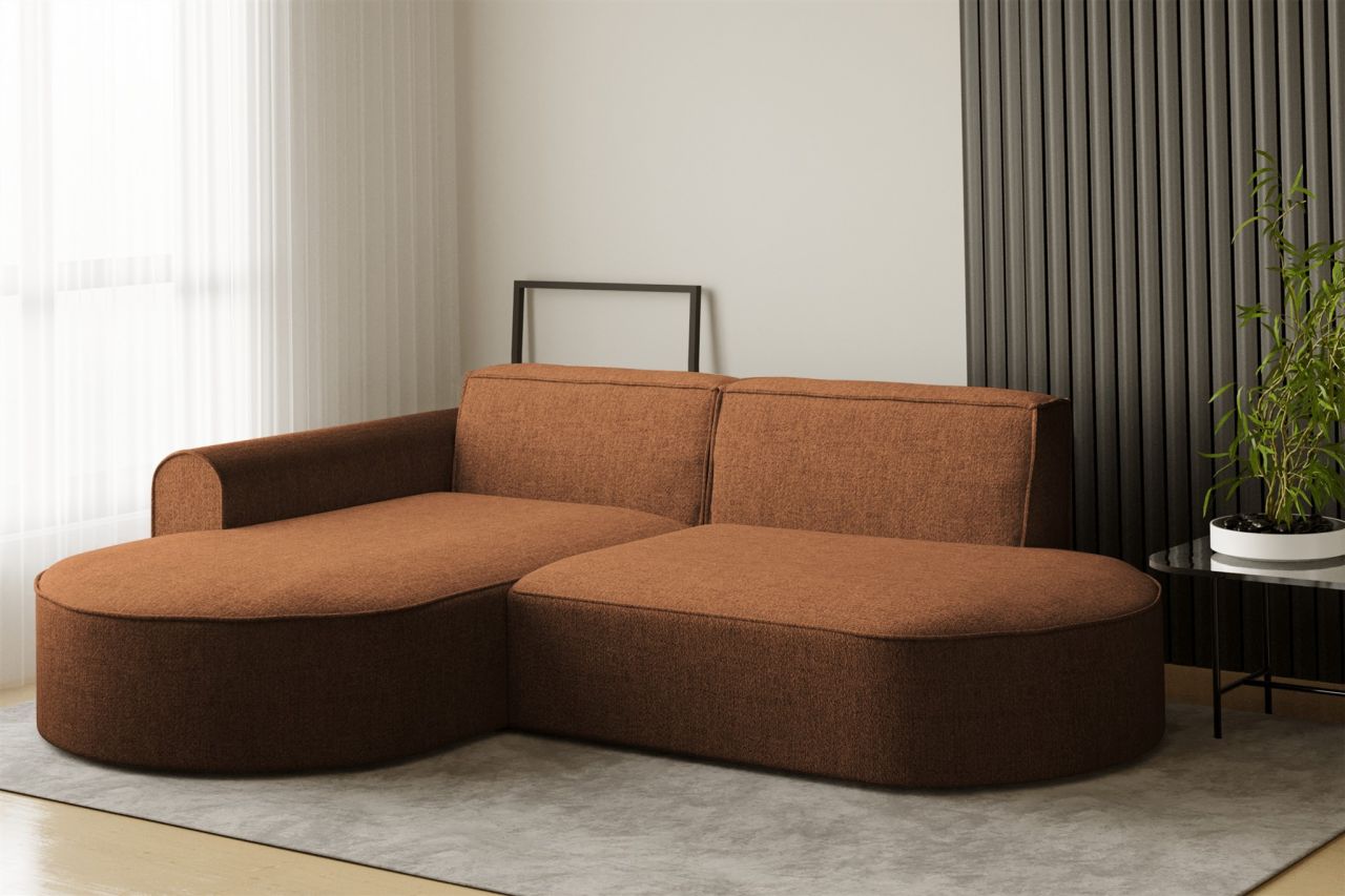 Ecksofa ersofa BONDY in Stoff Neve Ziegelbraun Ottomane Links