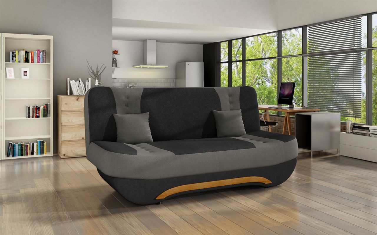 Klick-klack-Sofa Schlafsofa KANDY in Stoff Alova Schwarz-Grau