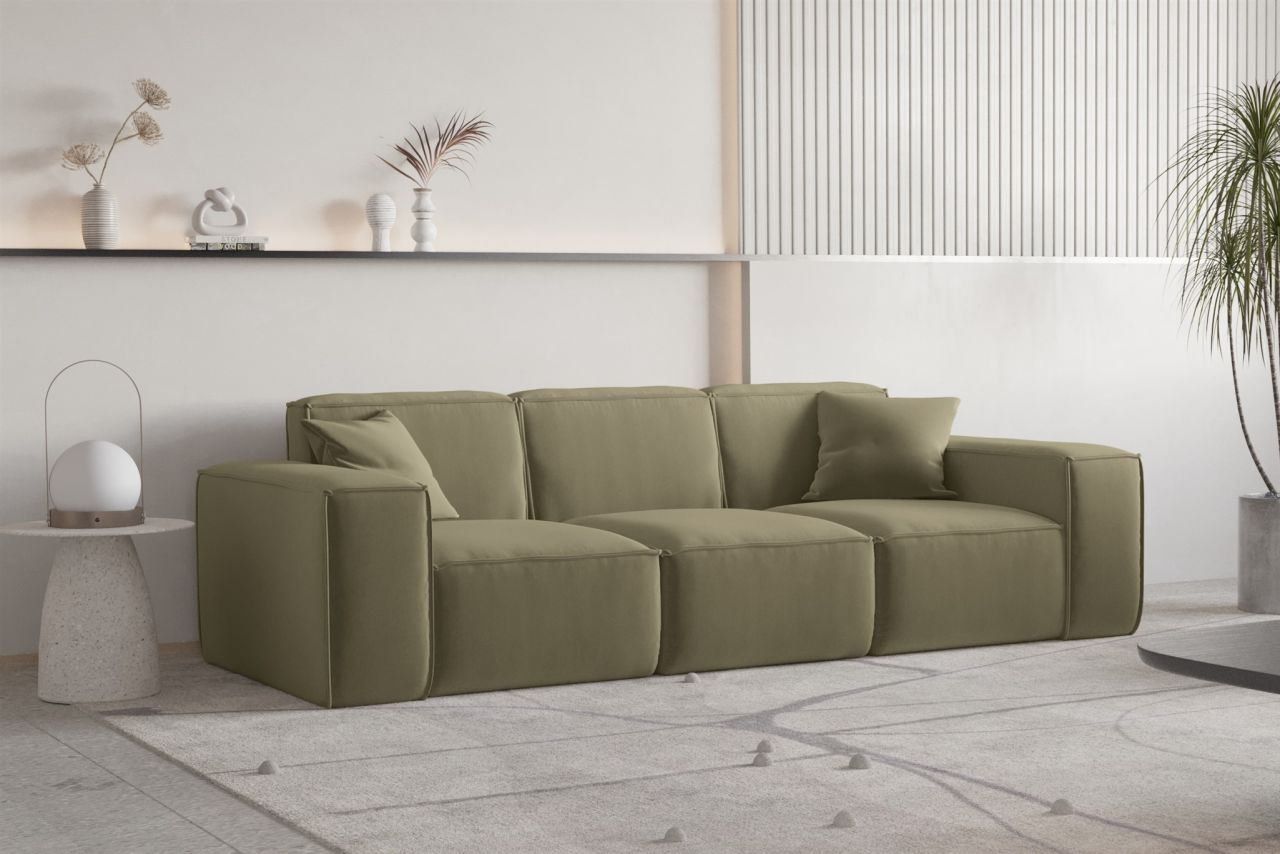 Sofa ersofa CELES PREMIUM 3-Sitzer in Stoff Opera Velvet Olivgrün