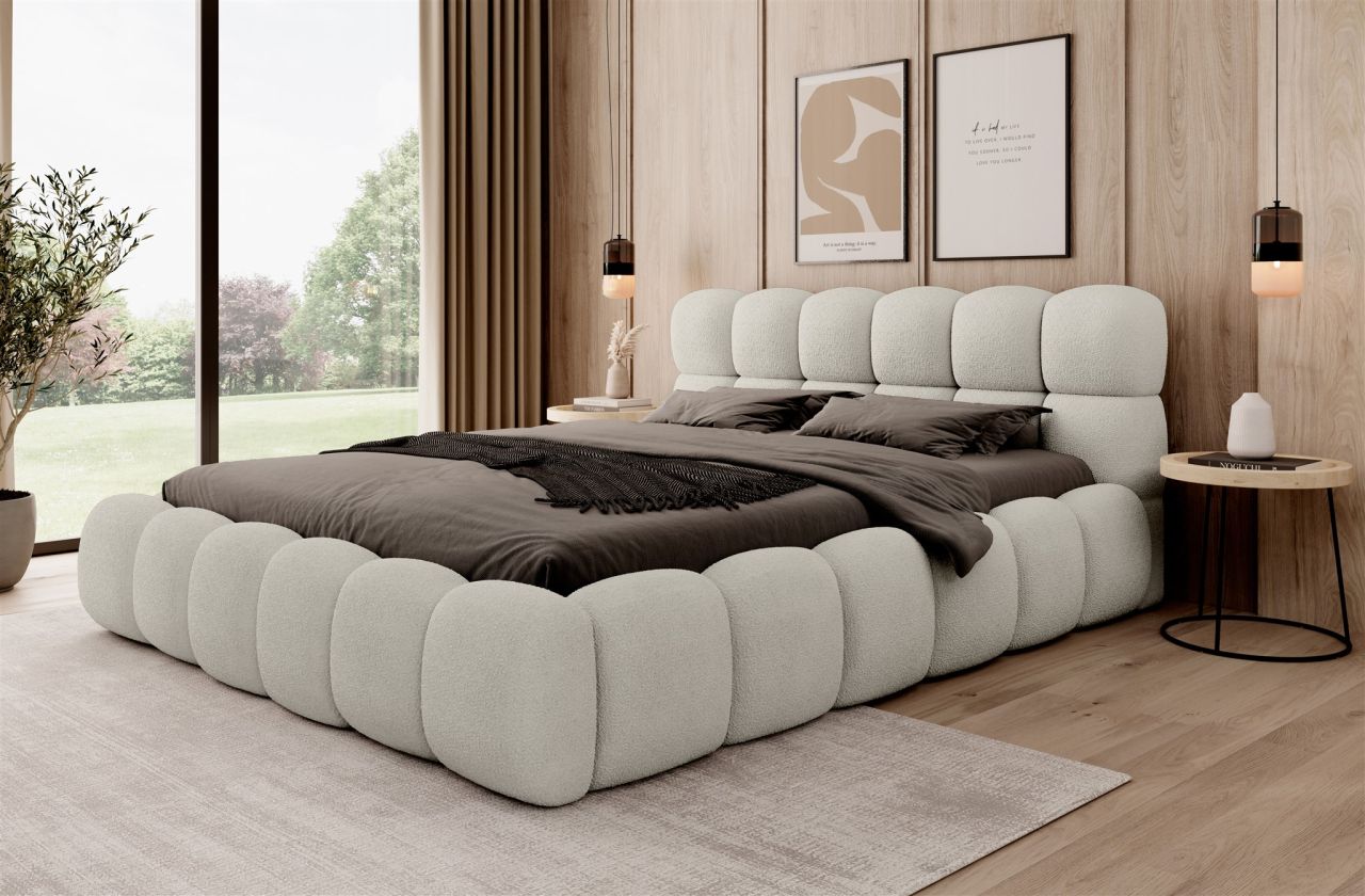 Polsterbett Bett AURELIA 180x200cm Komplettset in Stoff Ascot Beige / Speed