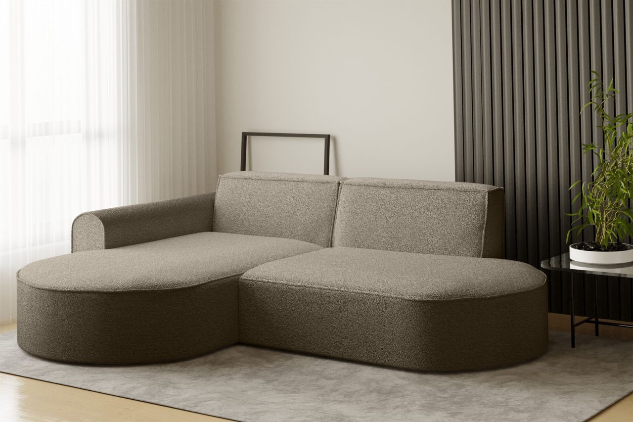 Ecksofa ersofa BONDY in Stoff Ascot Braun Ottomane Links