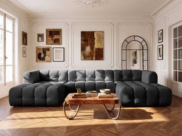 Wohnlandschaft Sofa U-Form SOLVIE in Stoff Moly Orange | Wohnlandschaften ohne Schlaffunktion | Polstermöbel