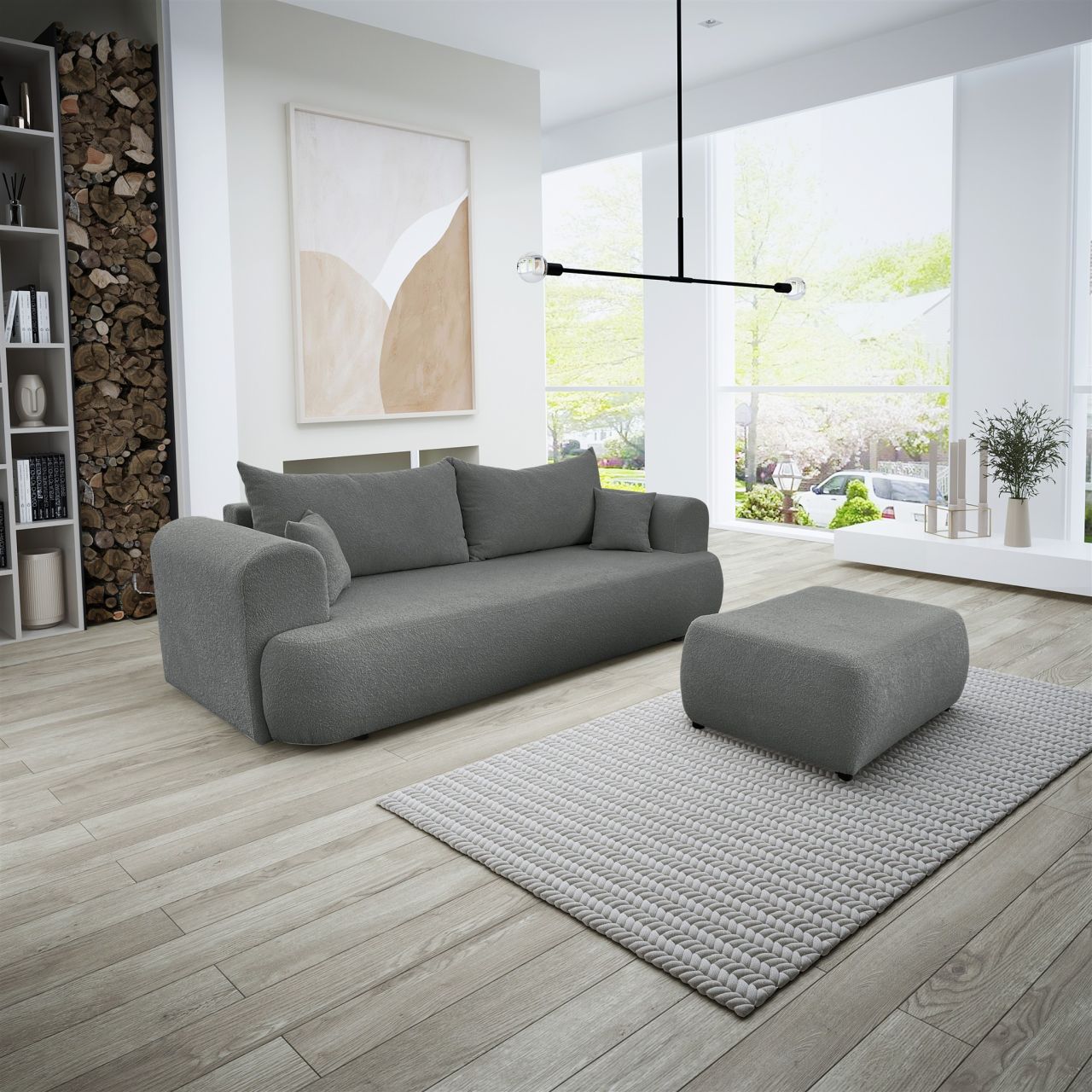 Sofa Schlafsofa 3-Sitzer ANIKE inkl. Polsterhocker in Stoff Now or Never Dunk...