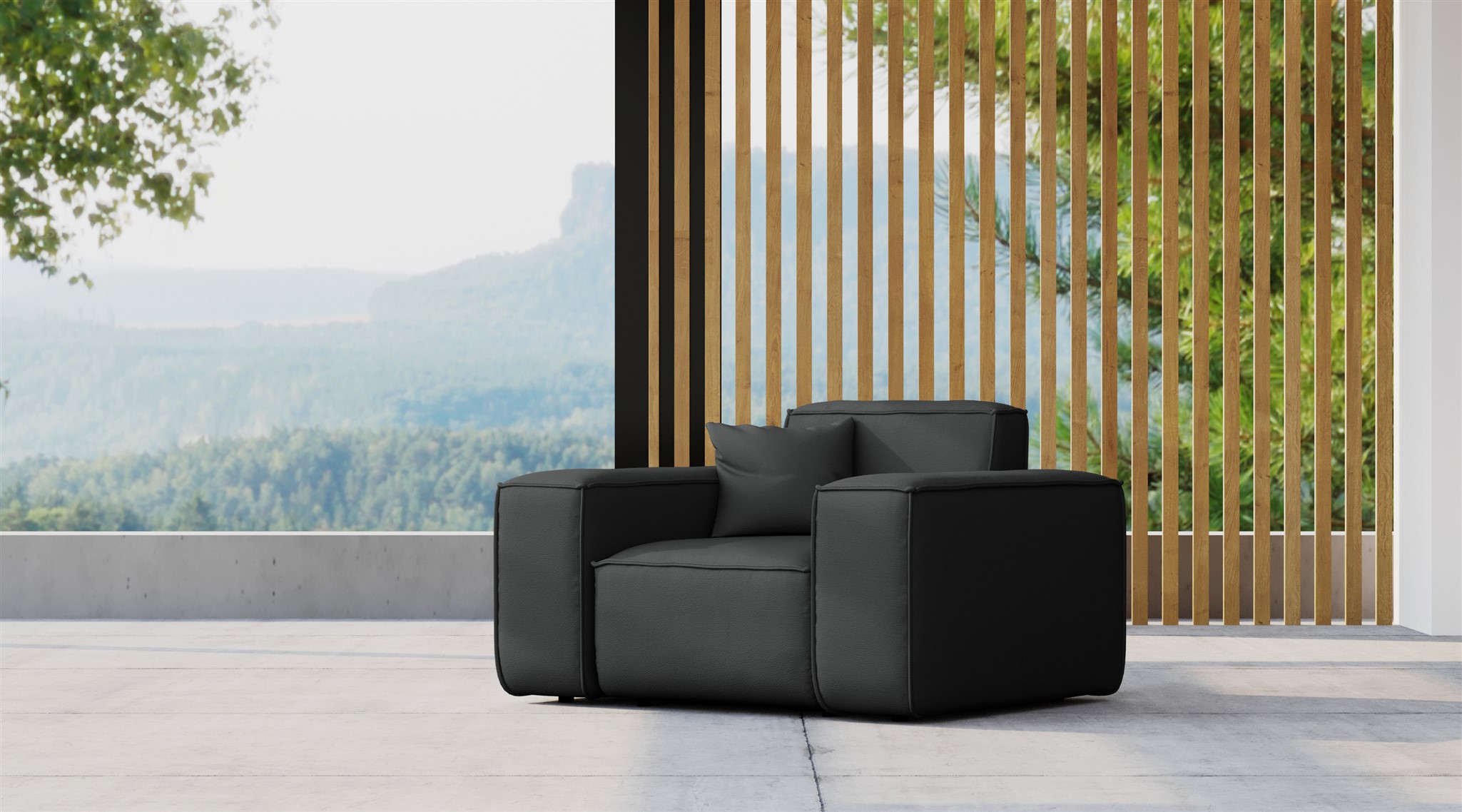 Gartensessel Sessel Loungsessel SUMMER wetterfester Stoff NXL Schwarz | Sessel | Garten