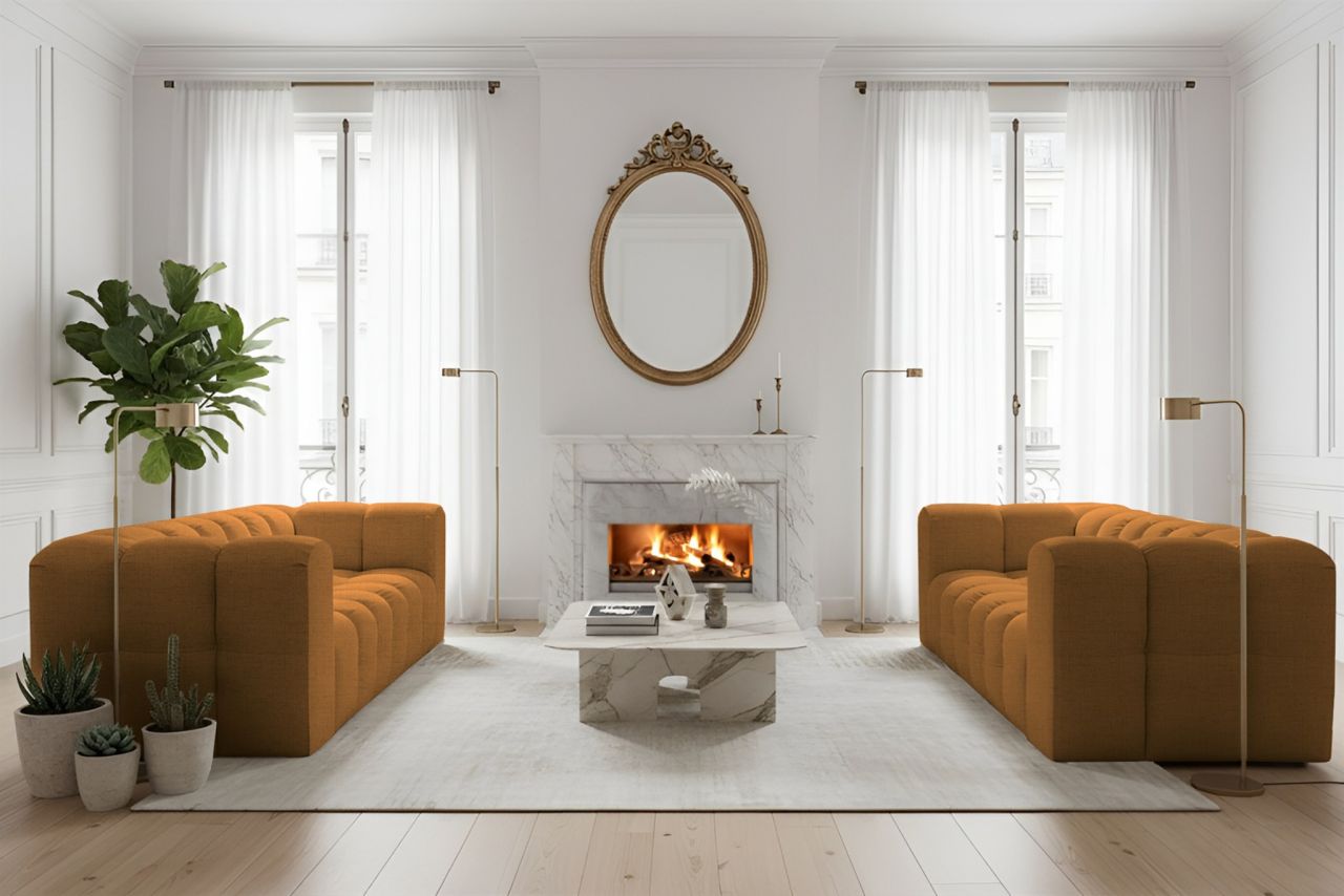 Sofaset ersofa SOLVIE 3-3 in Stoff Moly Orange