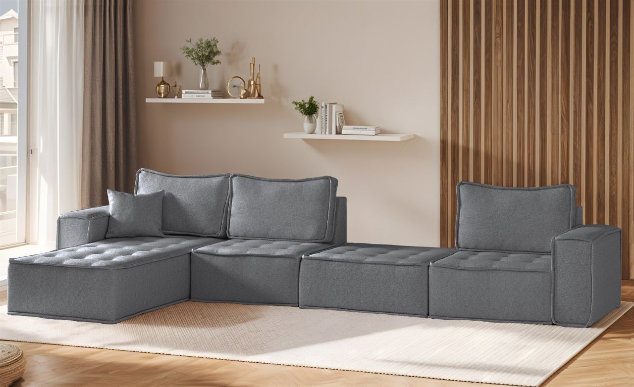 Ecksofa Modulsofa 4-teilig SANDE XL Stoff Alpine Anthrazit Ottomane Links