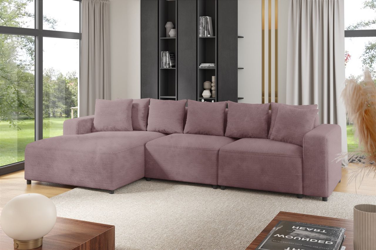 Ecksofa ersofa Sofa MEGAN in Stoff Poso Altrosa Ottomane Links