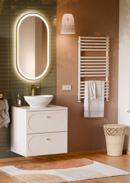 Badmöbel Set 3-tlg Badezimmerset KONA Cashmere Sand Beige Schrank 60cm inkl. Waschtisch | Badmöbel-Sets | Badmöbel