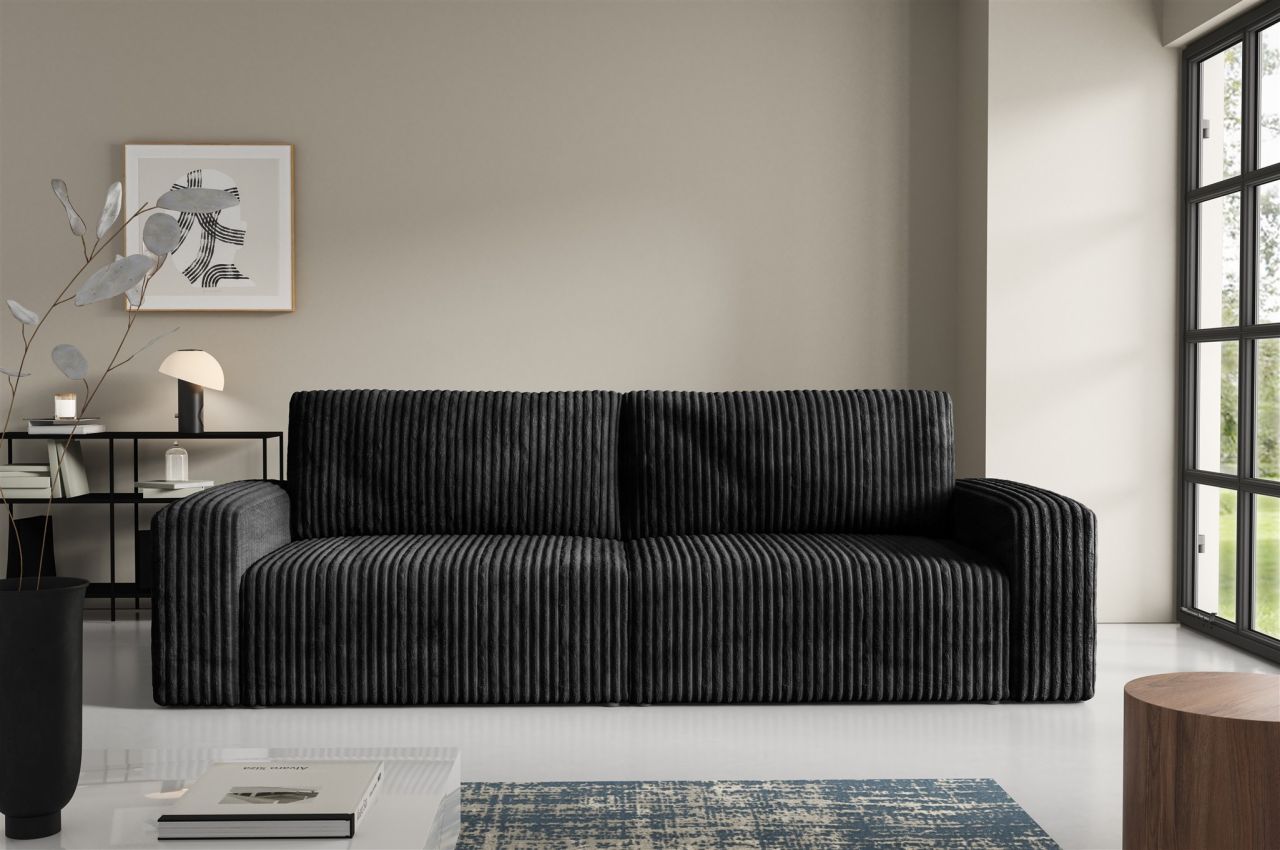 Sofa 3-Sitzer mit Schlaffunktion NATALIA in Stoff Tilia Schwarz