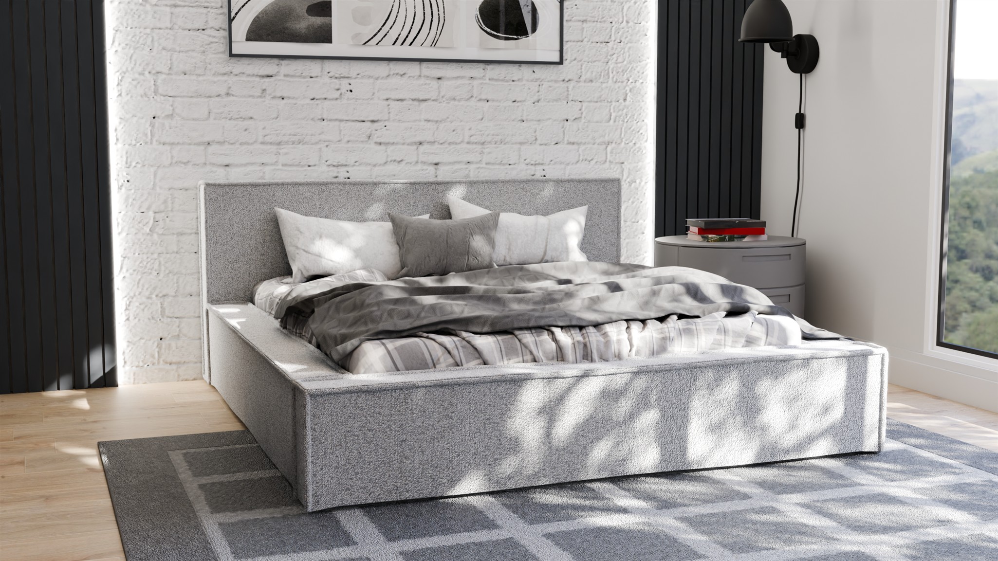 Polsterbett Doppelbett ALDANA 140x200cm Komplettset in Stoff Puente ...