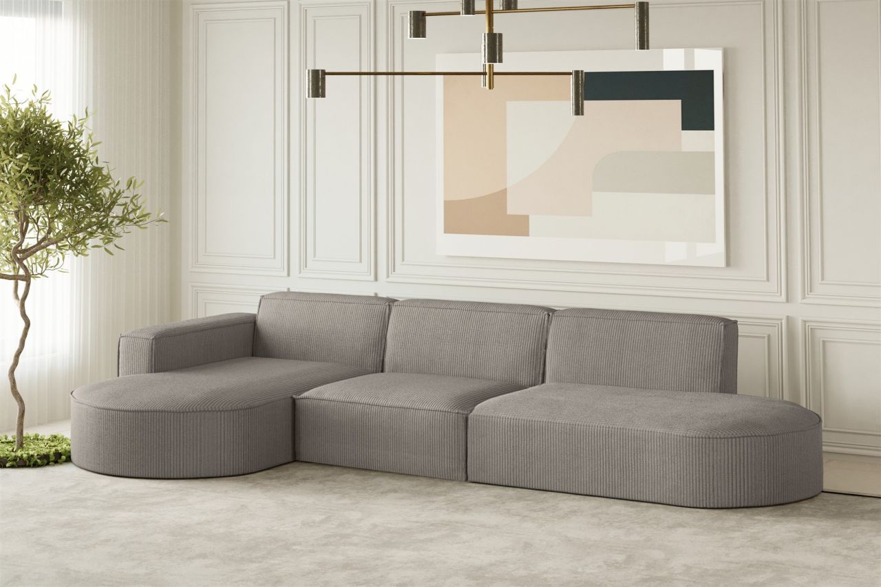 Ecksofa ersofa PALMA in Stoff Scala Grau Ottomane Links