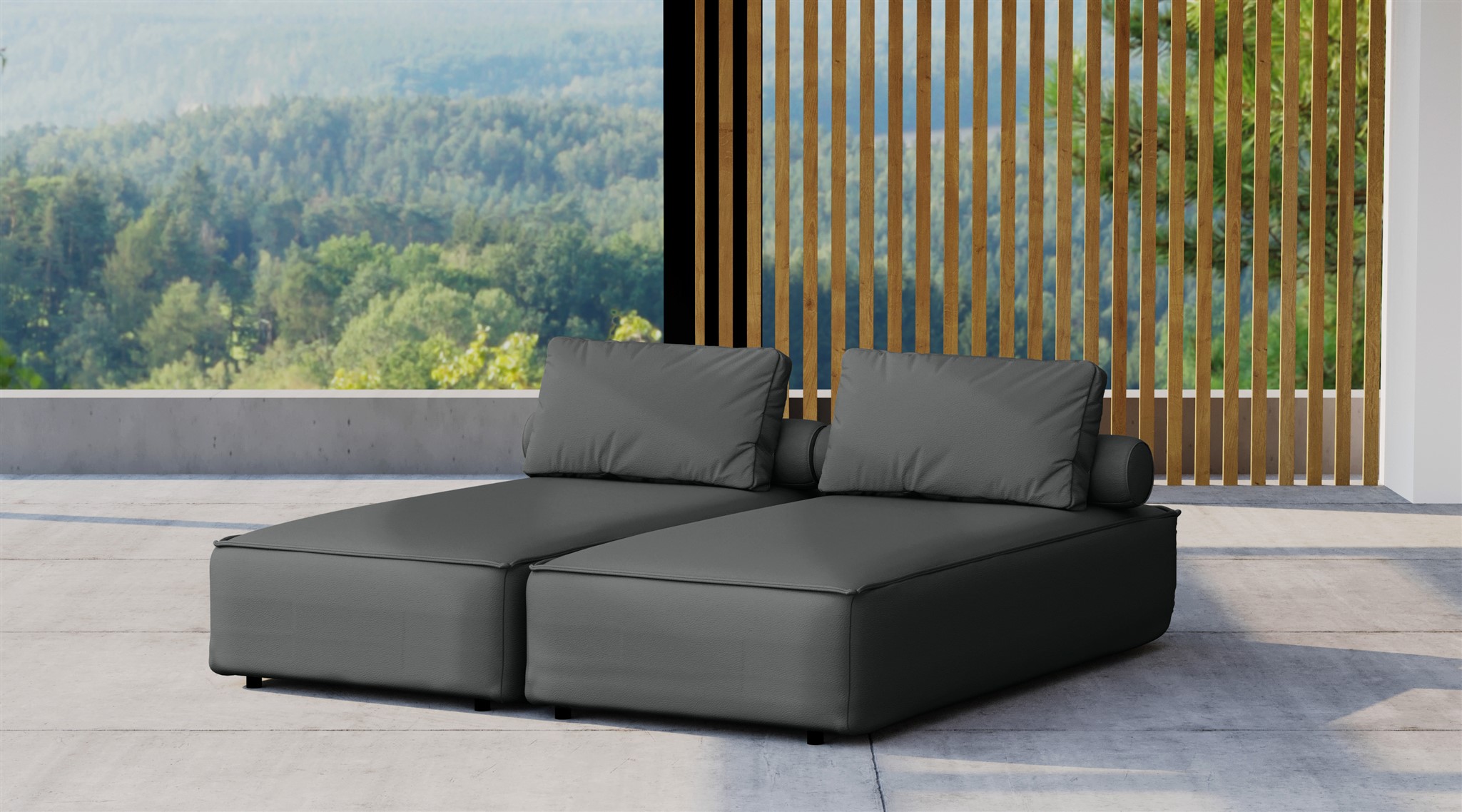 Chaiselongue Sezlong Liege 2er-Set SUMMER wetterfester Stoff NXL Anthrazit | Chaiselongue & Relaxliege | Garten