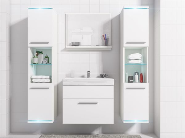 Badmöbel Set 5-Tlg Weiss matt TOPLINE inkl.Waschtisch inkl.LED