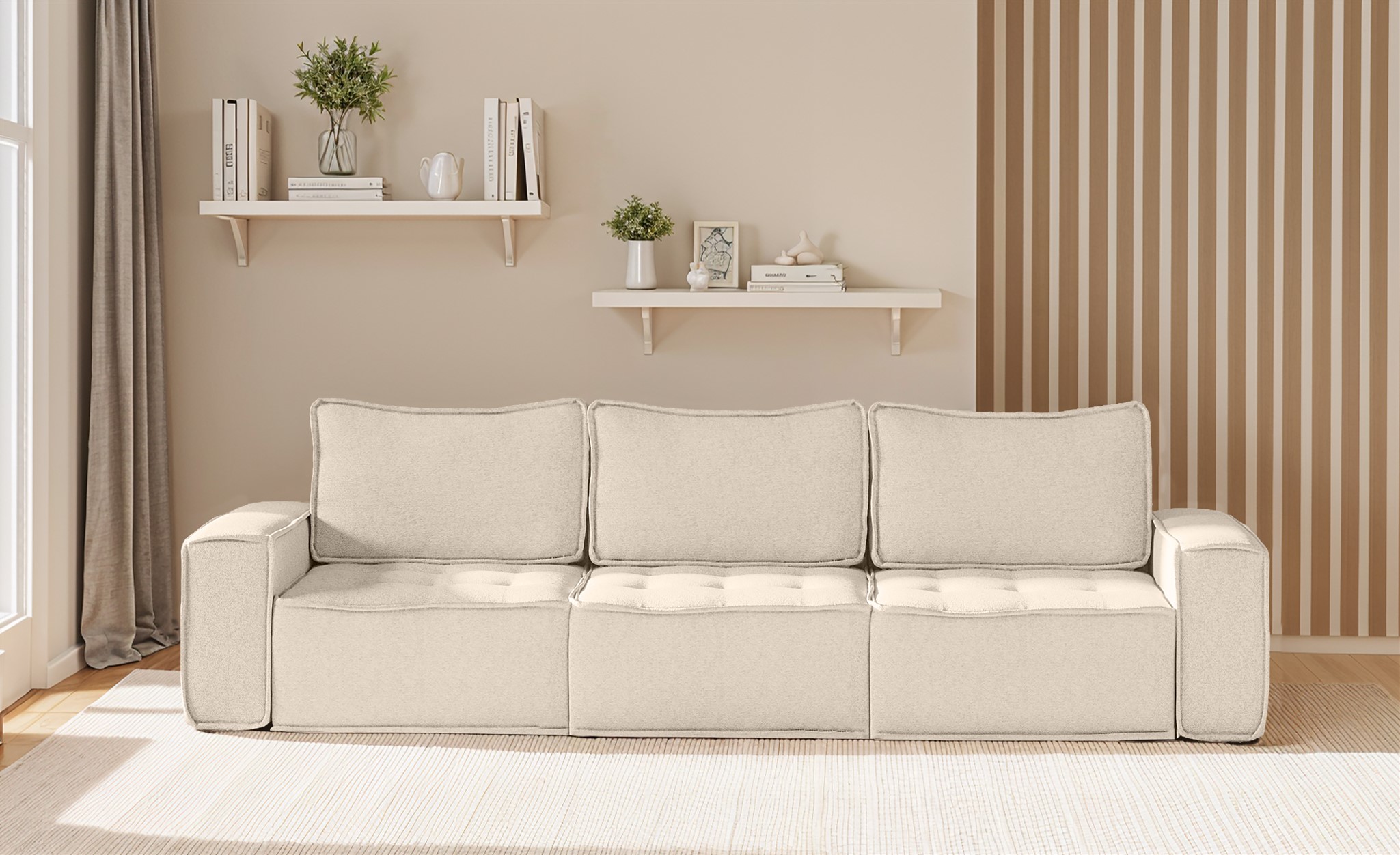 vintage wohnzimmertisch IDIMEX Couchtisch YOSU, Beistelltisch 140x70cm aus recyceltem Massivholz im Look Natur Grösse:270x330 cm