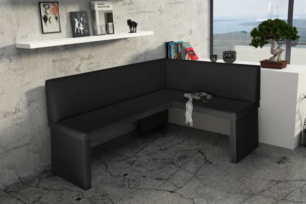 Eckbank Bank Küchenbank 168 x 128 cm -ROBIN L -Kunstleder Schwarz