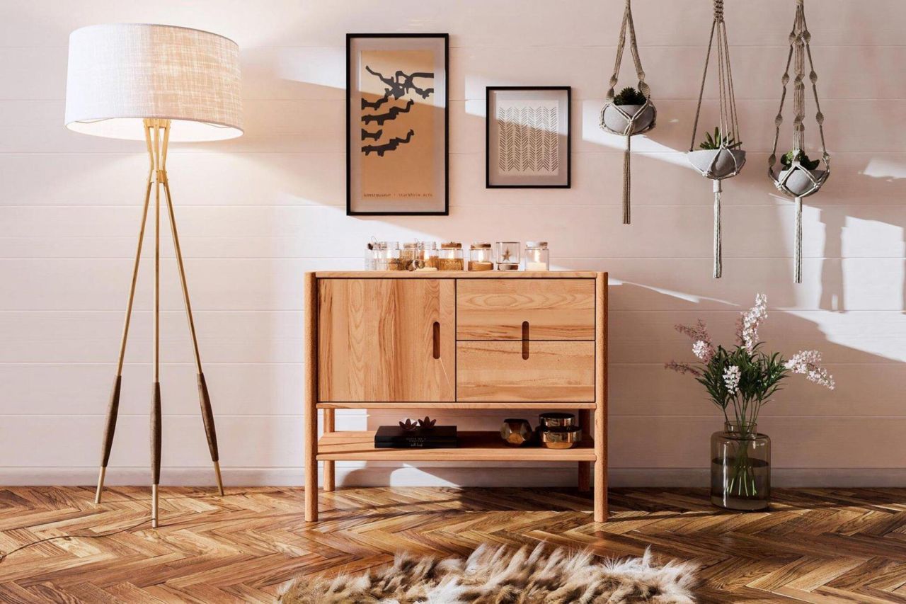 Kommode Schrank SAGA Buche massiv 97x84x46 cm