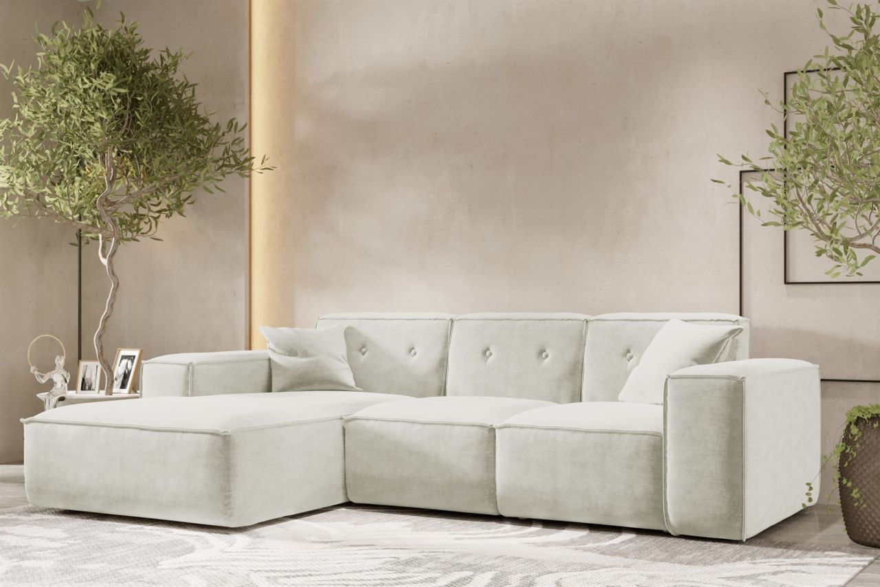 Ecksofa ersofa CESINA Stoff Perfect Harmony Cremeweiß Ottomane Links
