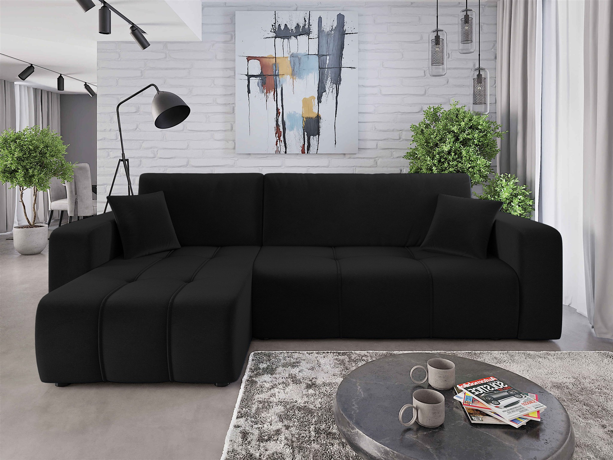 Ecksofa Mit Schlaffunktion Schwarz