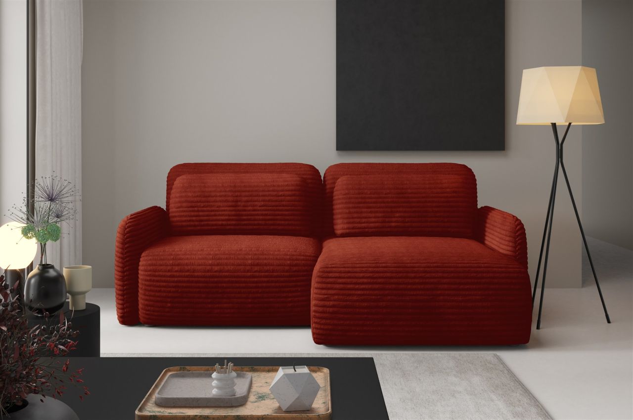 Ecksofa Schlafsofa Sofa SIMONE in Stoff Ambience Rostbraun Ottomane Rechts