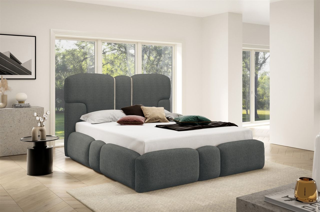 Polsterbett Schlafzimmerbett JORDAN 160x200cm Komplettset in Stoff Doha Dunke...