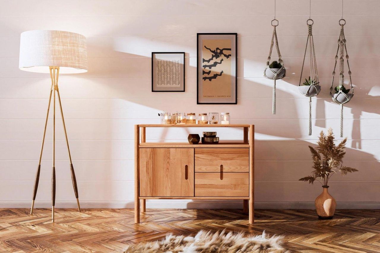 Kommode Schrank SAGA Buche massiv 97x84x46 cm