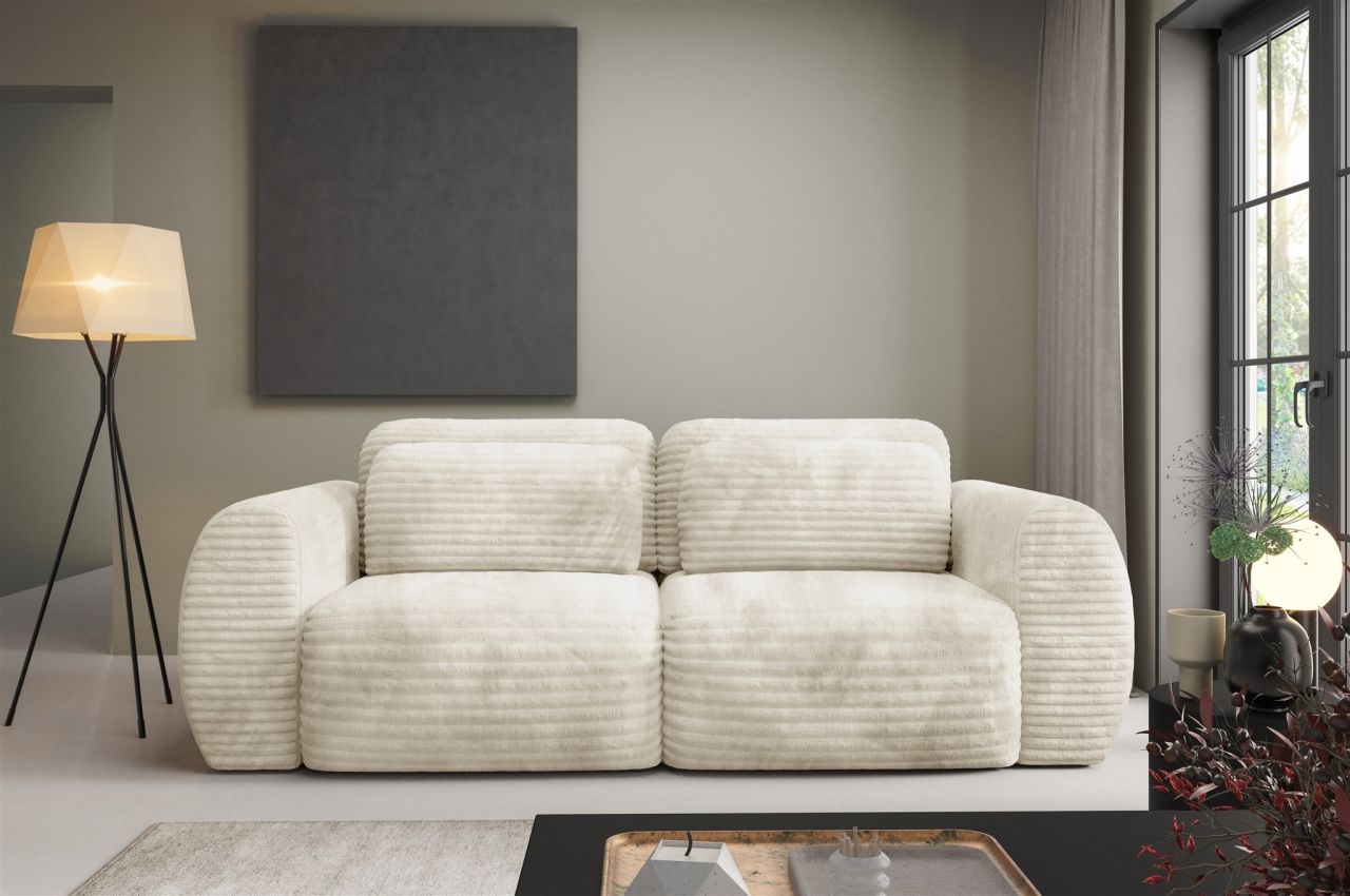 Sofa 2-Sitzer mit Schlaffunktion SIMONE in Stoff Ambience Ivory