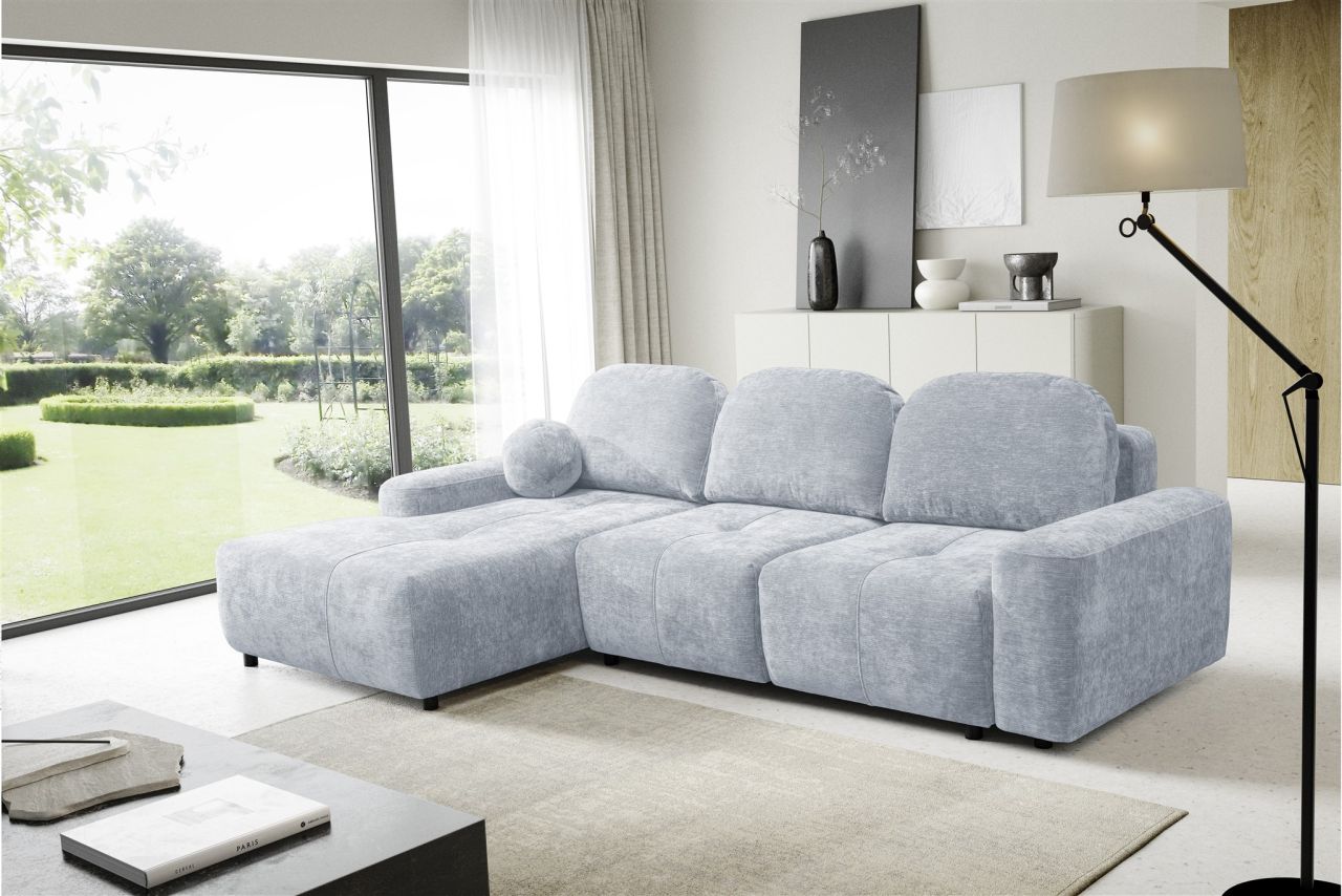 Ecksofa Schlafsofa Sofa ARGOS in Stoff Vibe Hellblau Ottomane Links