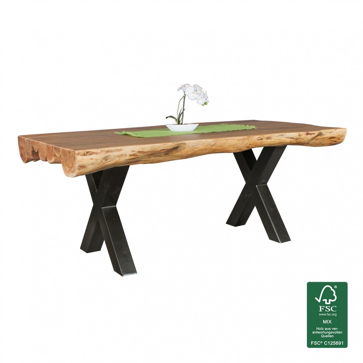 Esszimmertisch Tisch WOOD 200 x 100 cm Akazie Landhaus-Stil Voll-Holz