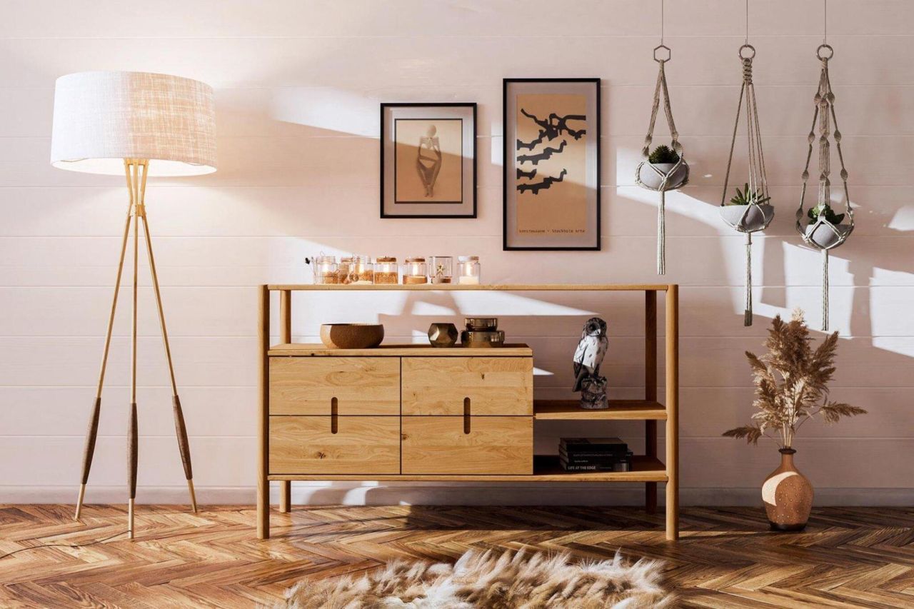 Kommode Schrank SAGA Buche massiv 142x86x46 cm