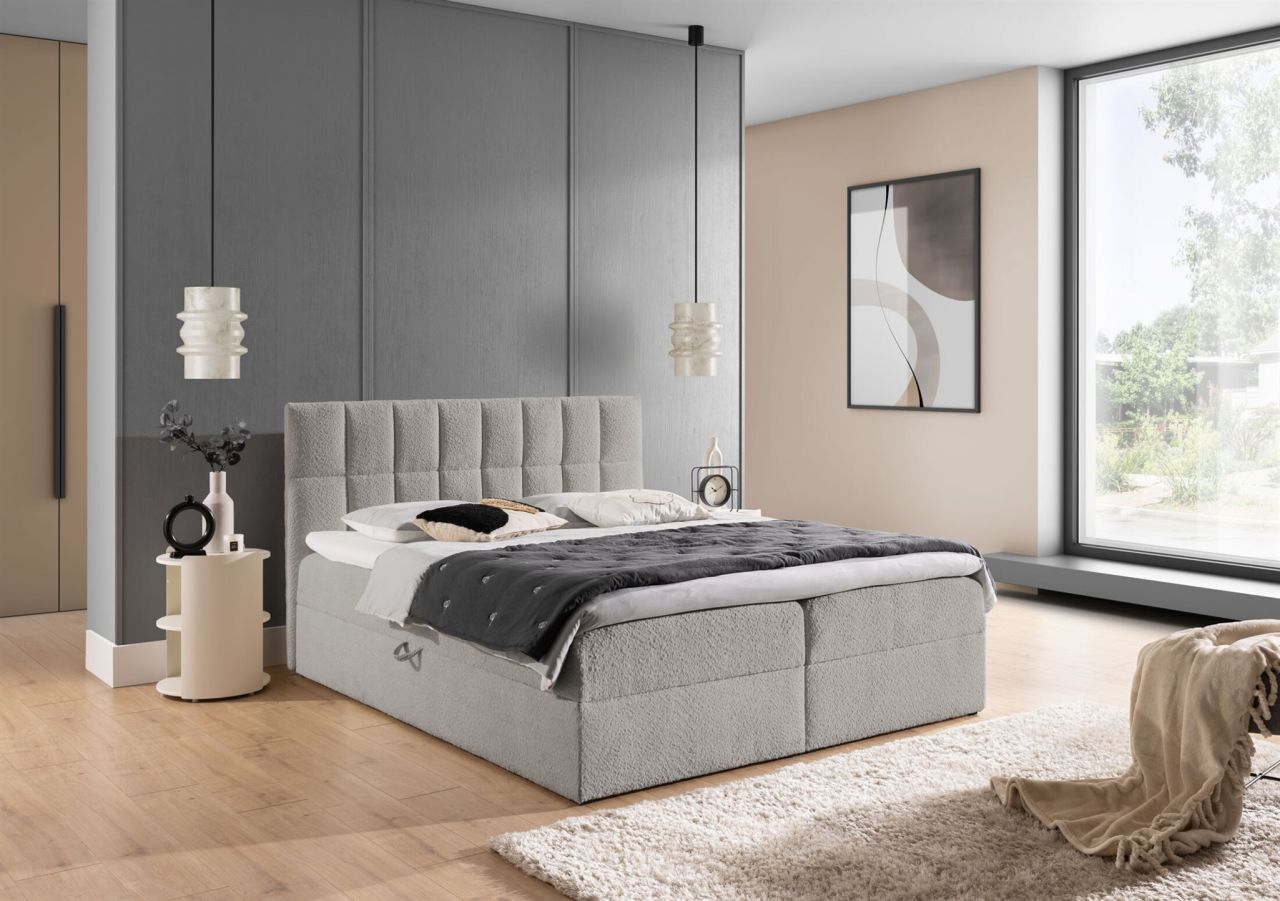 Boxspringbett Schlafzimmerbett DOMINGA 120x200cm Stoff Coral Grau