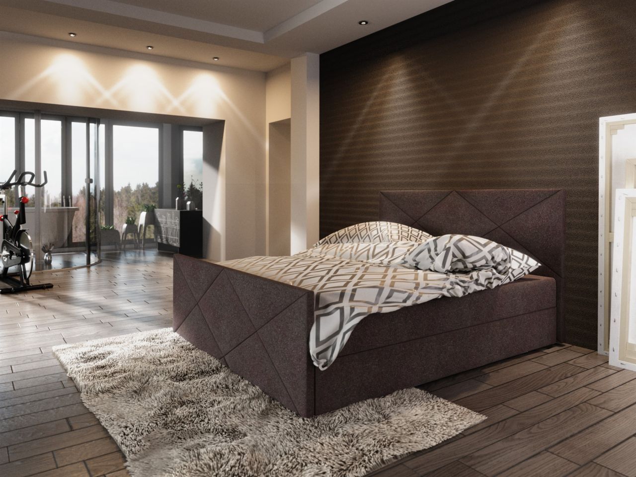 Boxspringbett Bett HUGO -Variante D- 140x200cm Braun inkl.Bettkasten