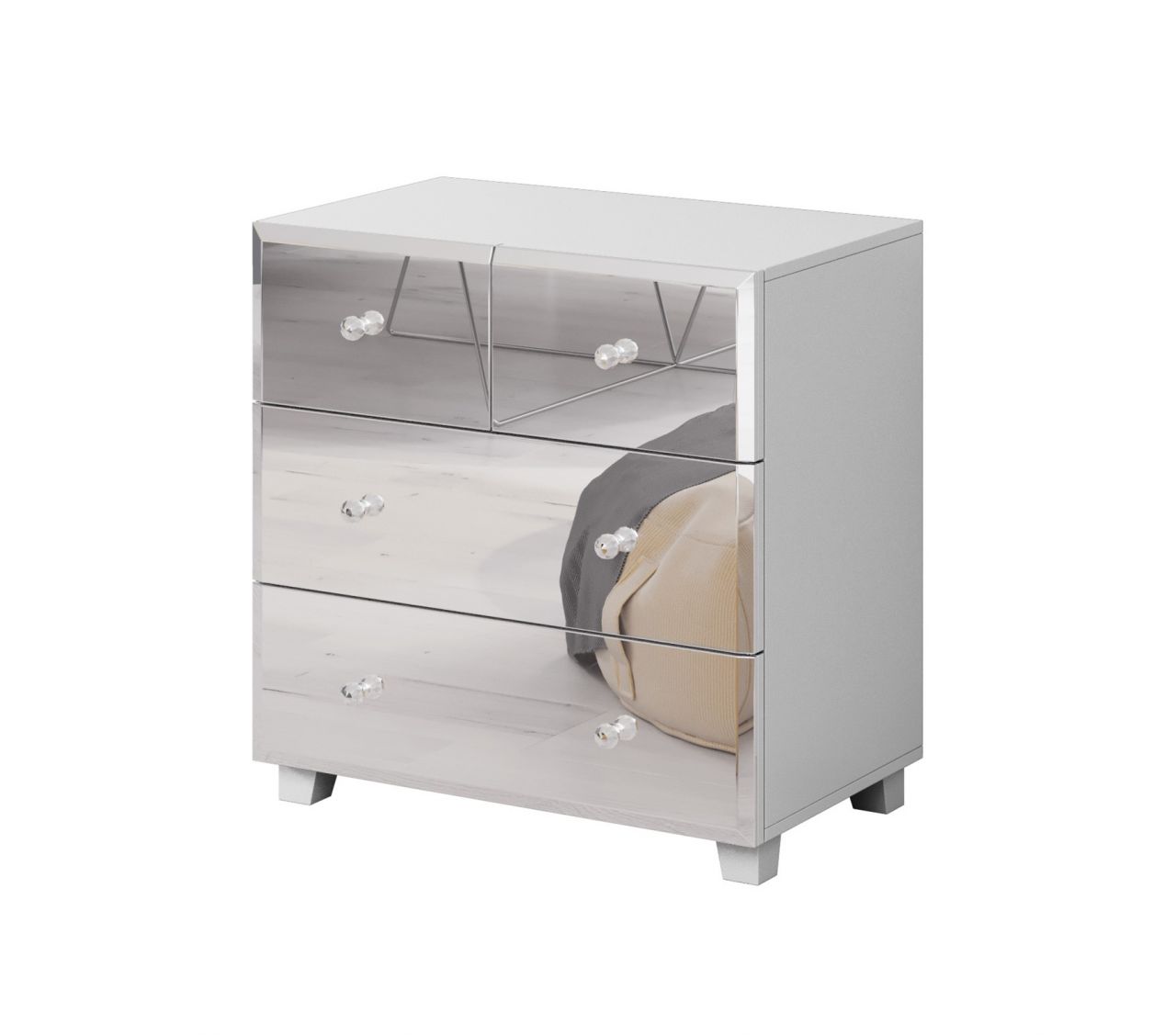 Kommode SHINE Schubladenkommode Weiss-Spiegel 72x75 cm