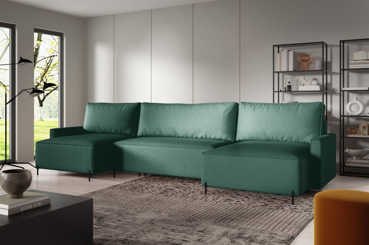 Wohnlandschaft mit Schlaffunktion BRAGA Sofa U-Form Stoff Now or Never Grün