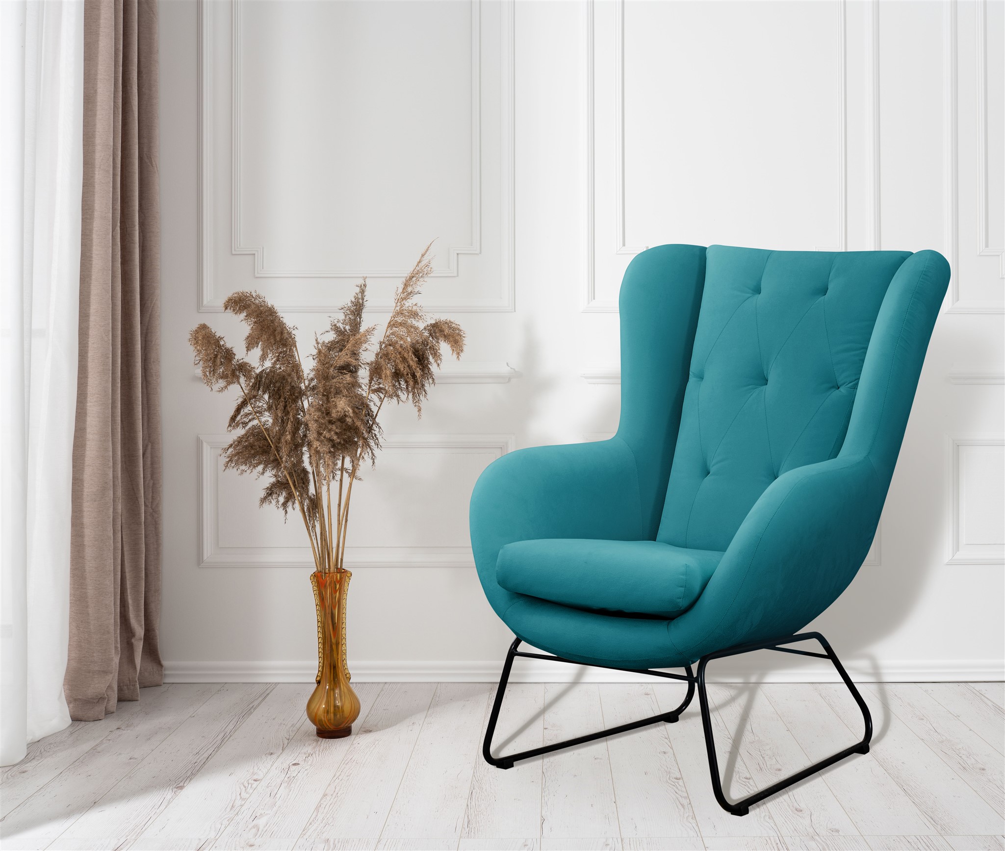 Sessel Designersessel ARTEMIS in Stoff Kronos Türkis | Sessel | Polstermöbel