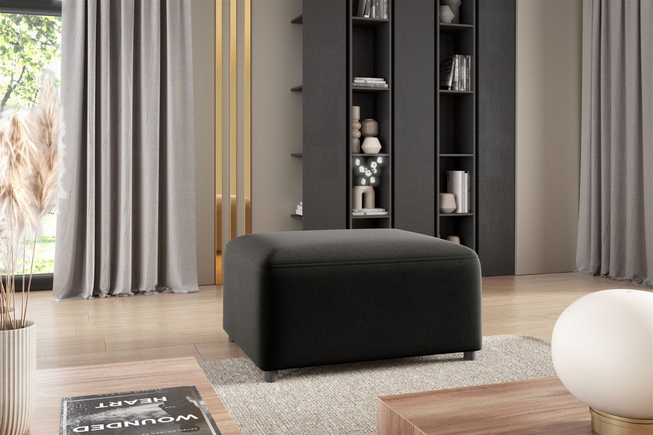 Polsterhocker erhocker Hocker MEGAN in Stoff Salvador Schwarz