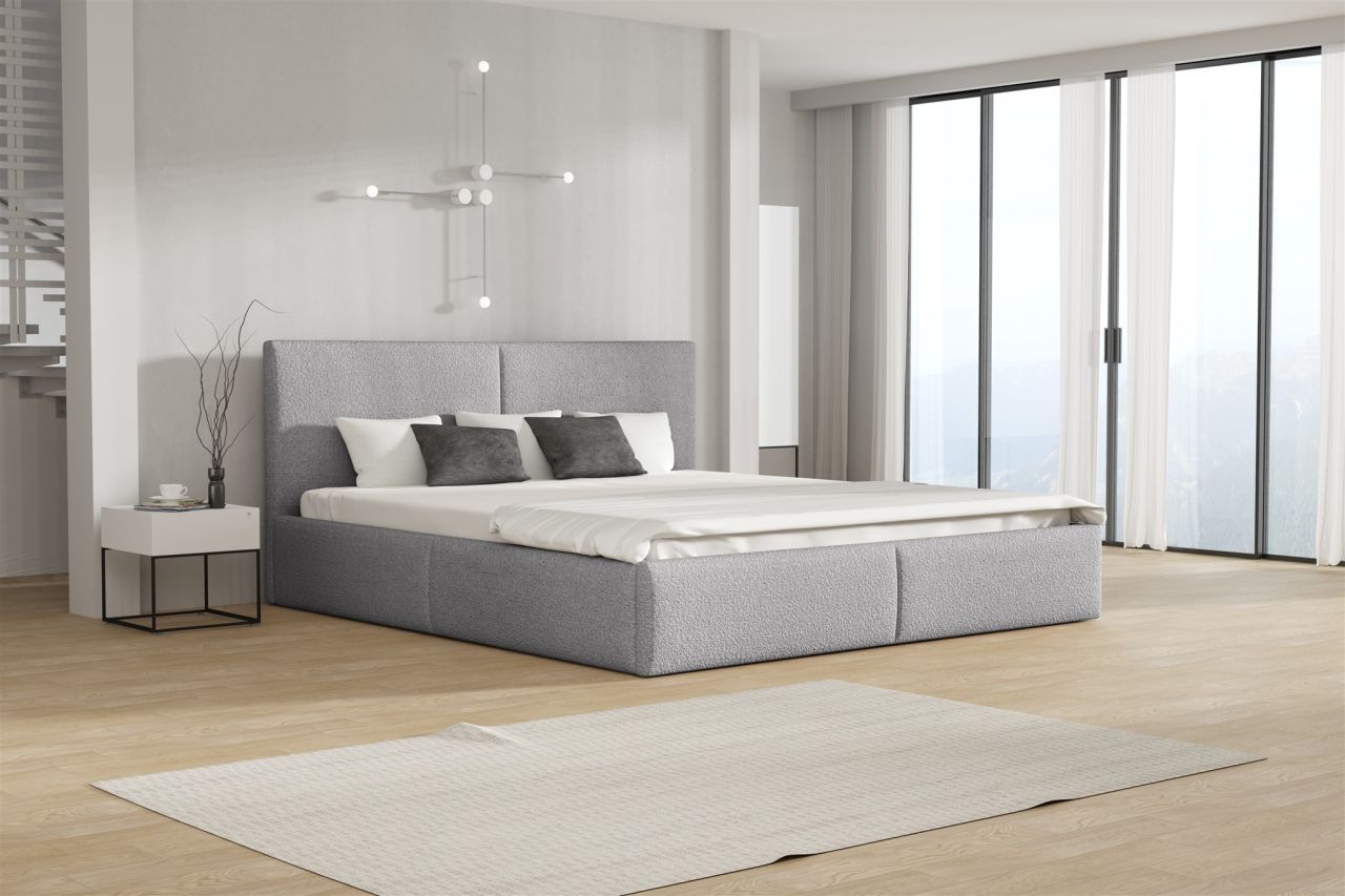 Polsterbett Doppelbett BERGEN 120x200cm Stoff Freya Silbergrau