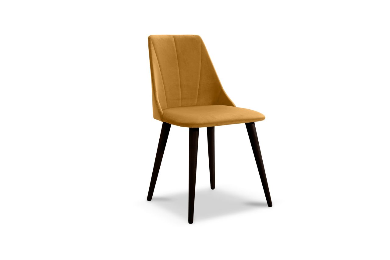 Esszimmerstühle Stuhle 2er Set CAROS Massivholz Buche-Wenge Stoff Gelb