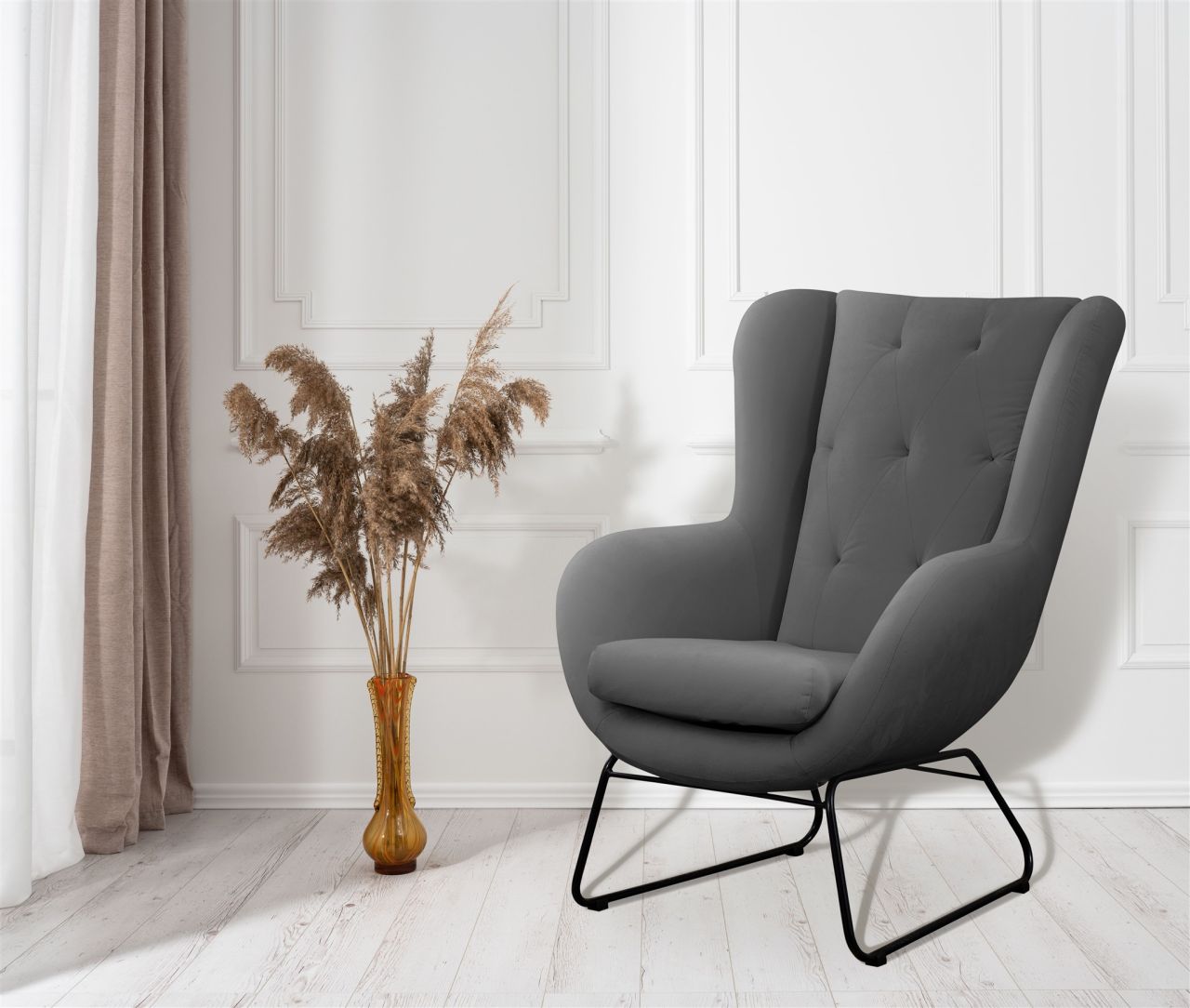 Sessel ersessel ARTEMIS in Stoff Kronos Aschgrau