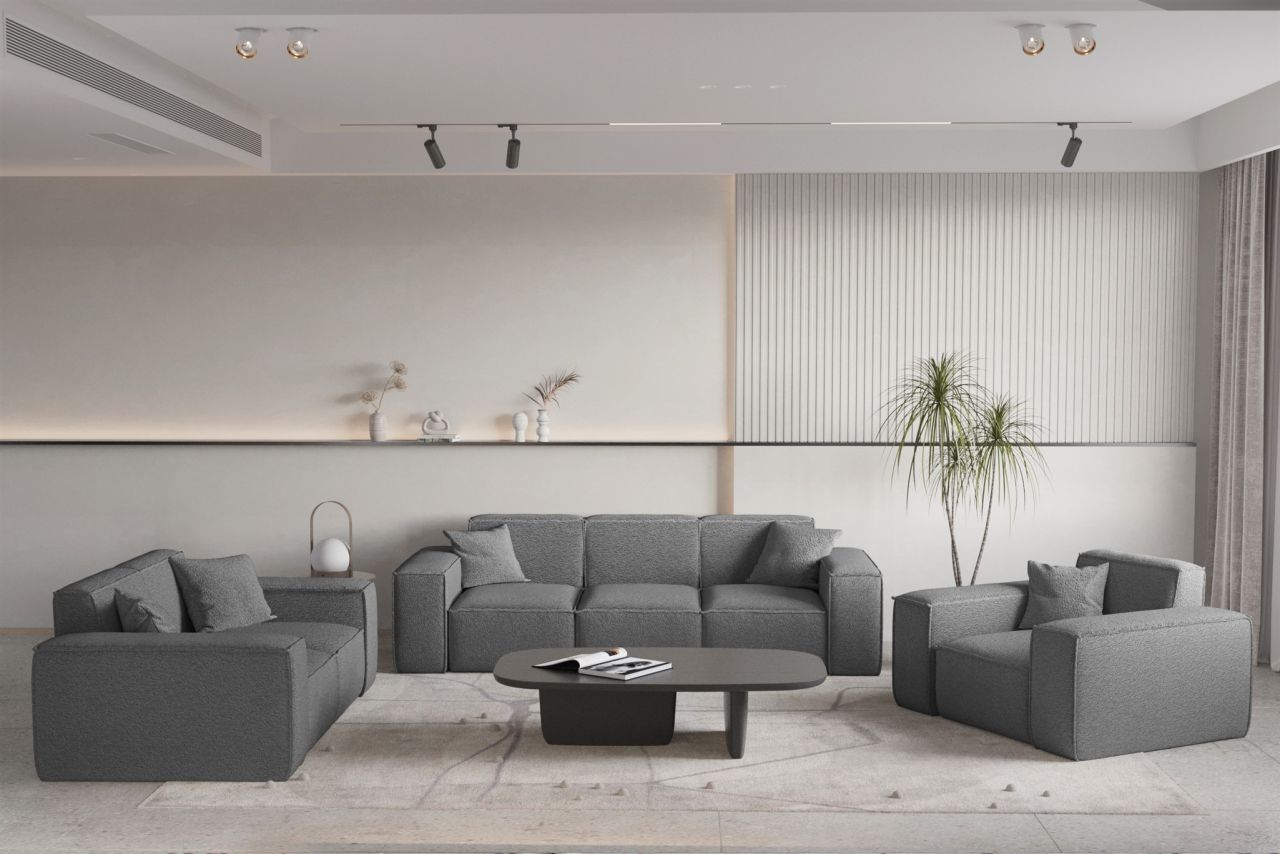 Sofaset ersofa CELES PREMIUM 3-2-1 in Stoff Ascot Bukla Graphit