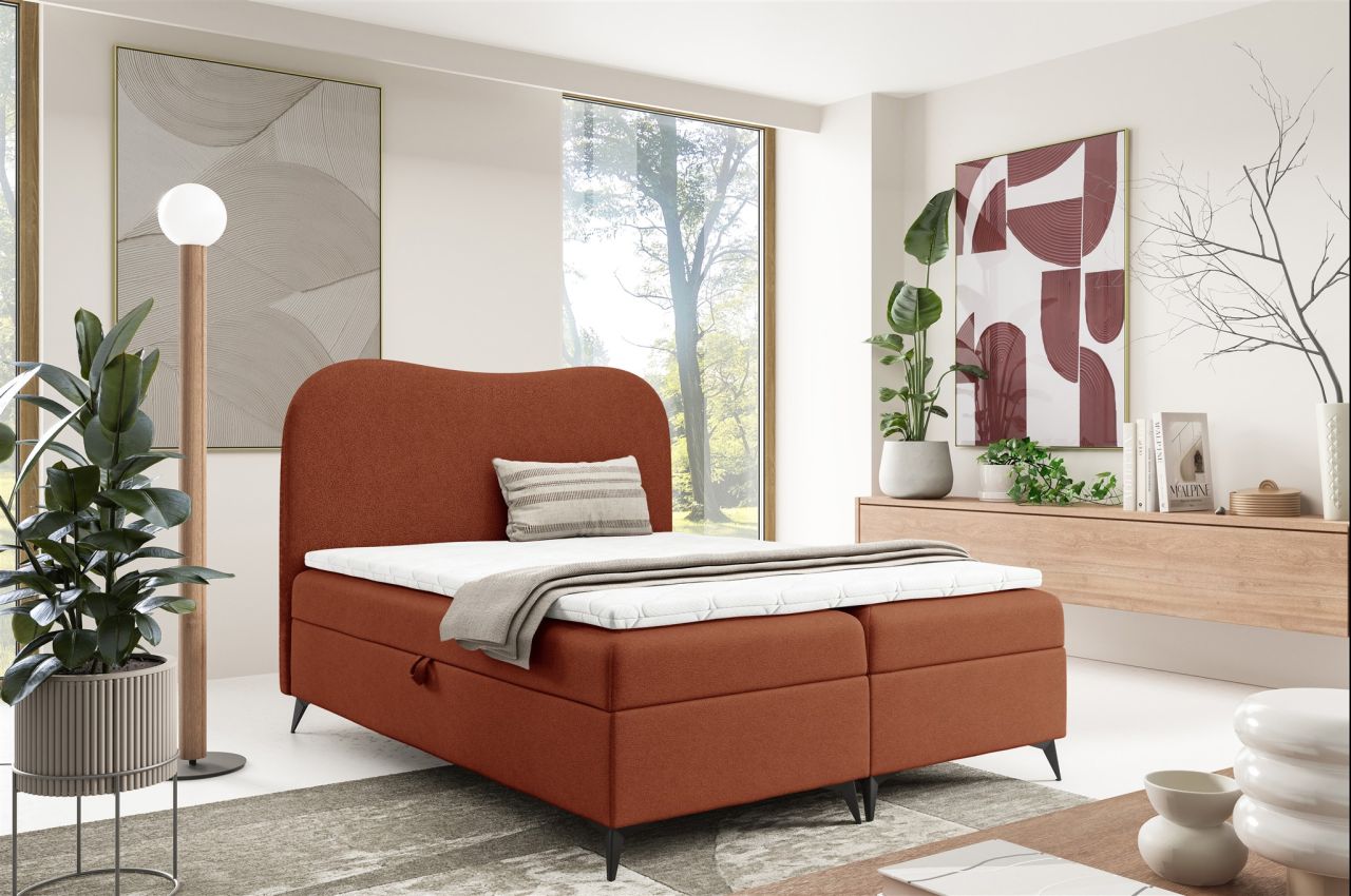 Boxspringbett Schlafzimmerbett BLAIR 120x220cm Stoff Now or Never Rostbraun