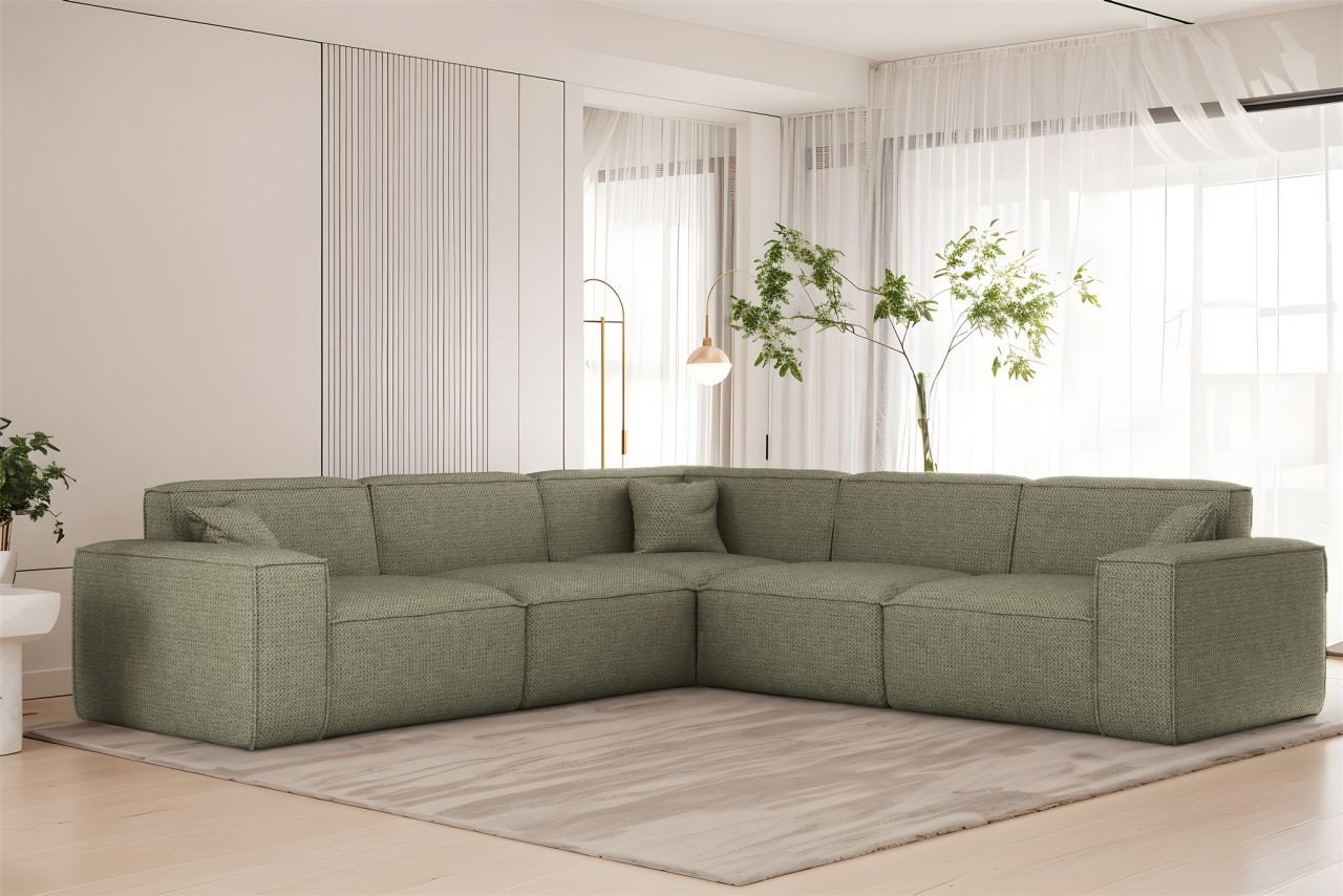 Ecksofa ersofa CELES PREMIUM in Stoff Artico Grün Seite Universal