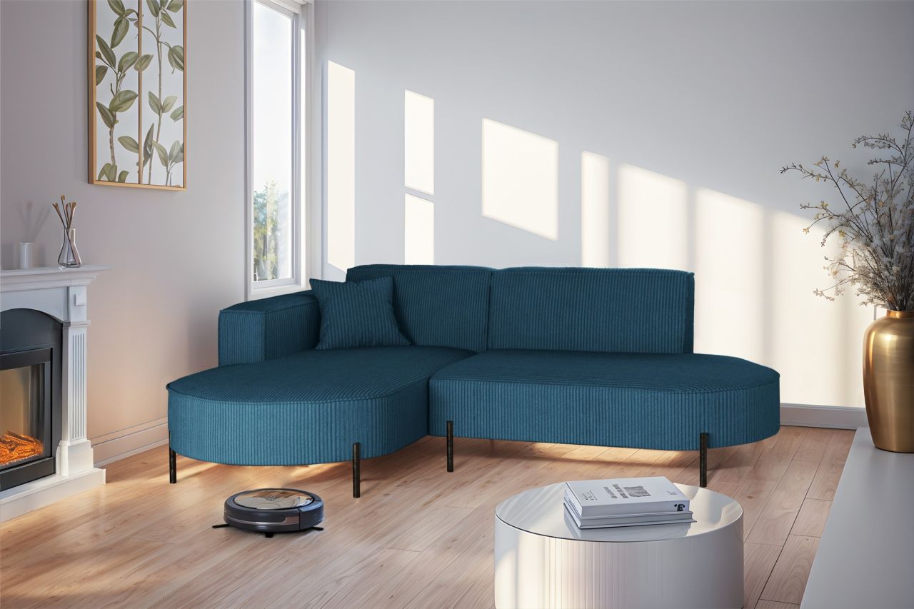 Ecksofa ersofa VALENCIA XS in Stoff Scala Blau Ottomane Links