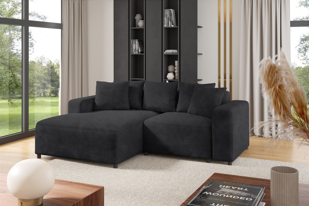 Ecksofa ersofa Sofa MEGAN XS in Stoff Poso Anthrazit Ottomane Links