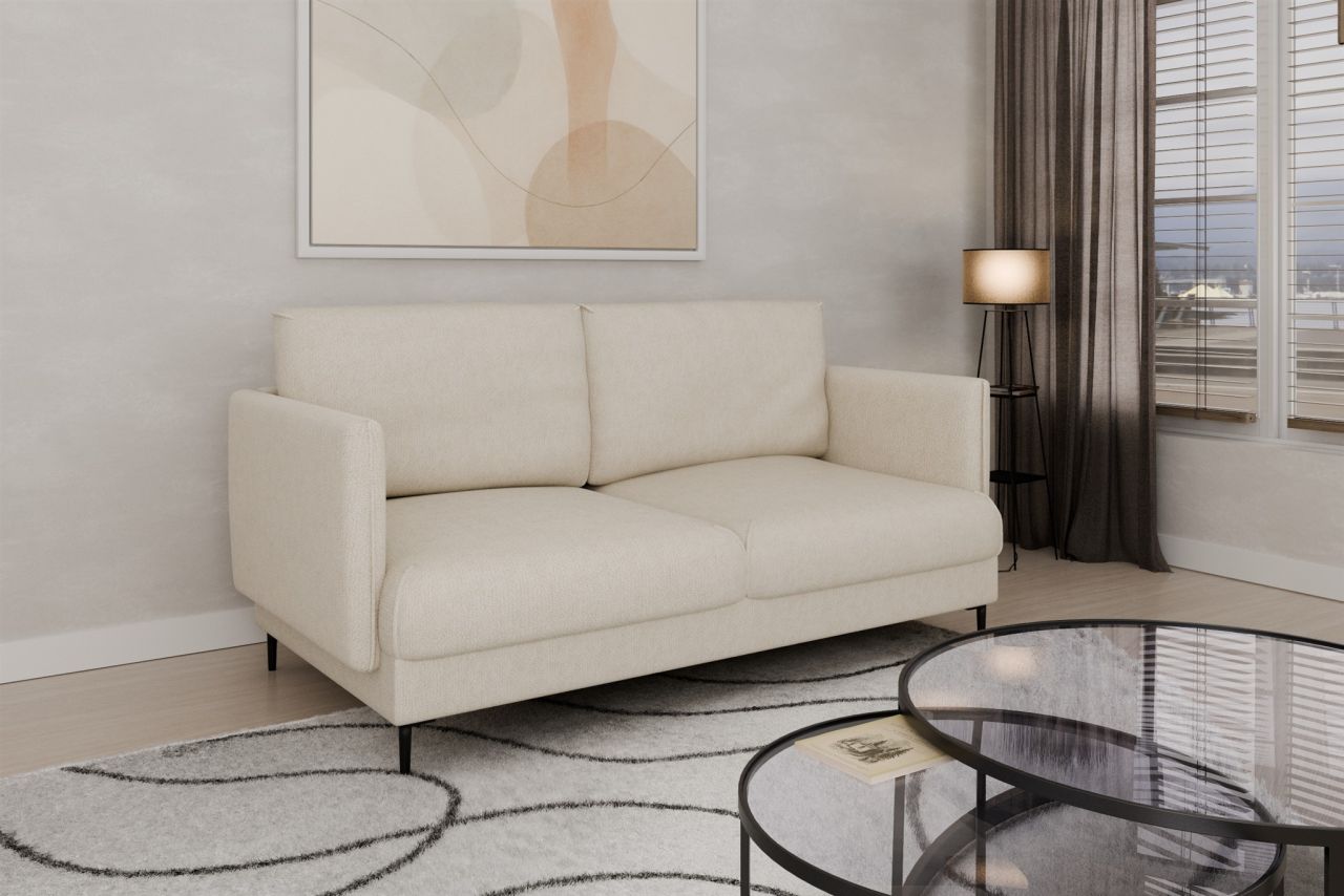 Fun Moebel Sofa Designersofa Helmer 2-Sitzer Stoff Vibe Creme