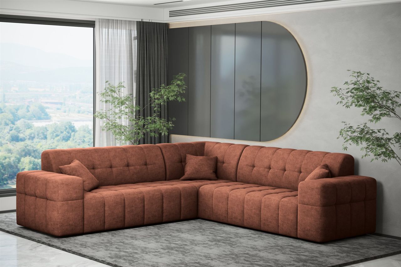 Ecksofa ersofa NANCY in Stoff Perfekt Harmony Rostbraun Seite Universal