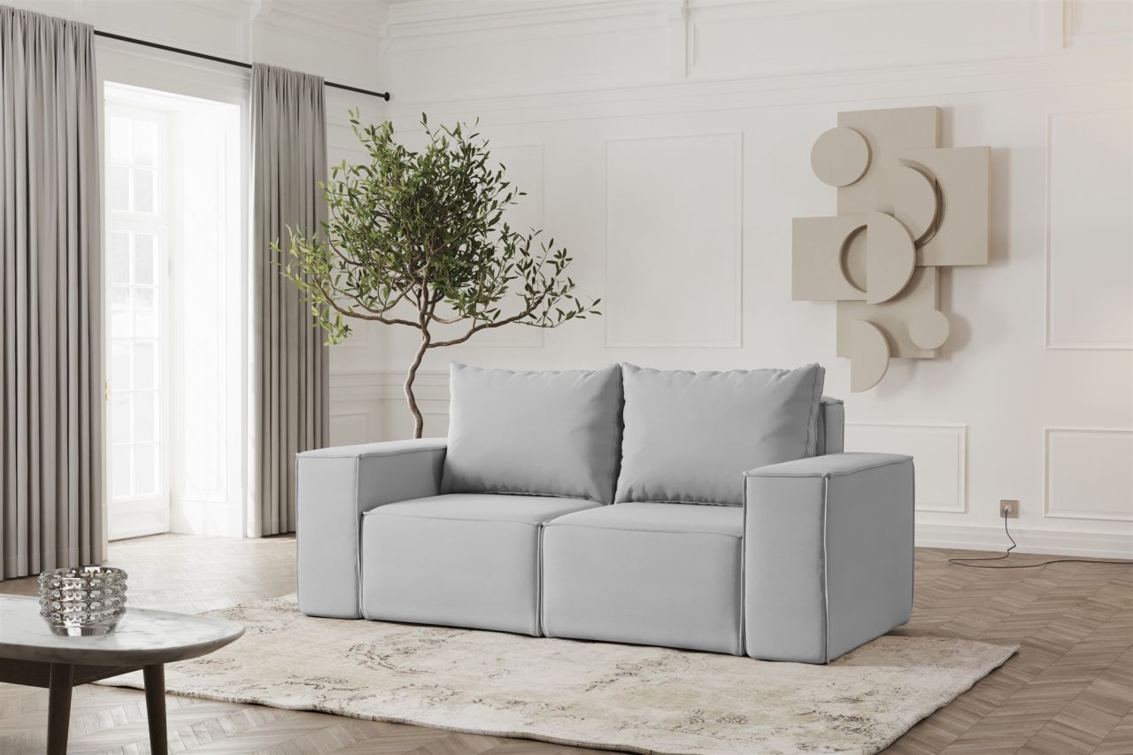 Sofa ersofa ESTELLE 2-Sitzer in Stoff Opera Velvet Hellgrau